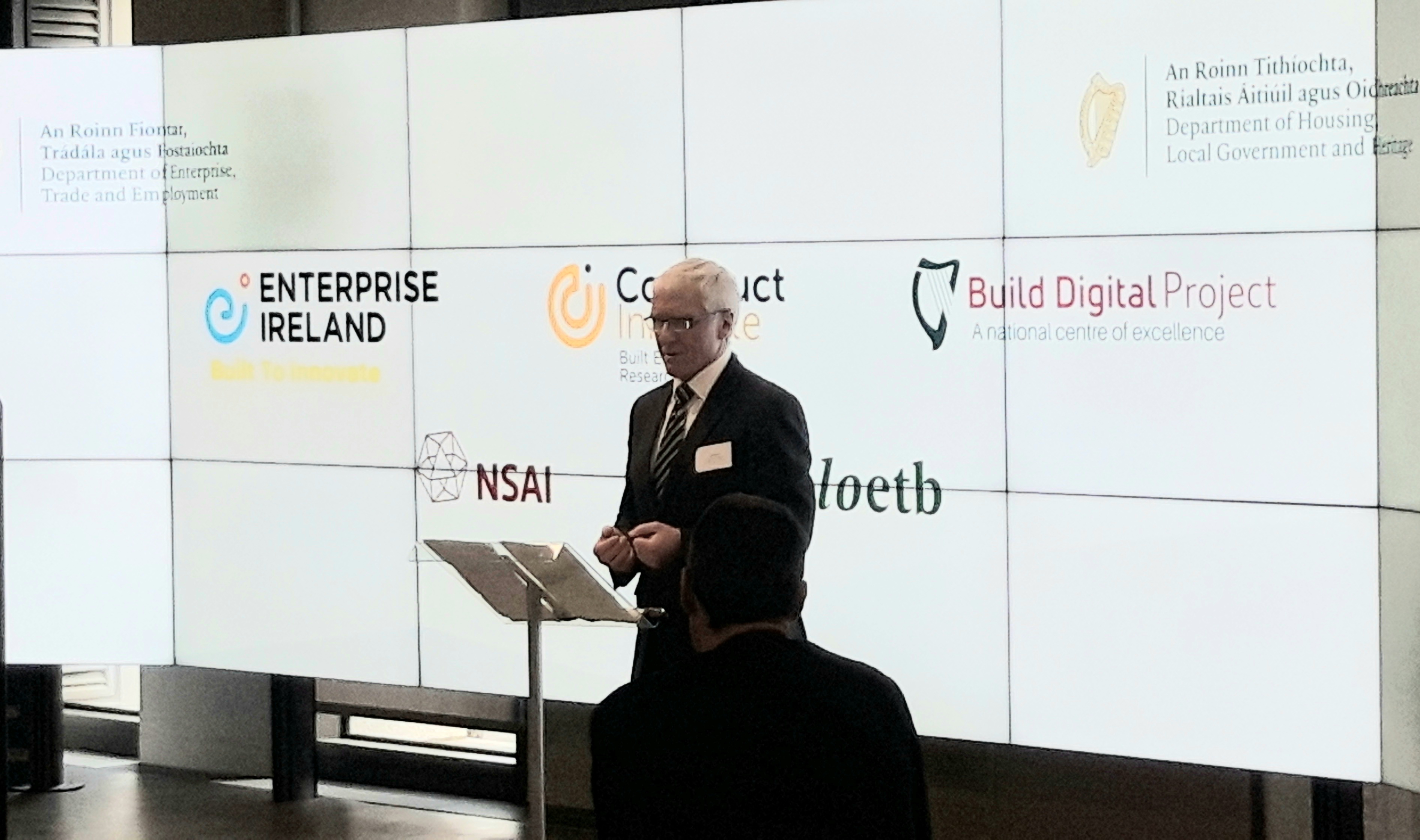 NSAI’s Seán Balfe speaking at a Housing for All industry stakeholder event in February 2023.